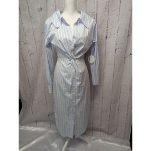STAUD Womens Clea White Collared Midi Work Shirtdress‎ Sz 6 NWT